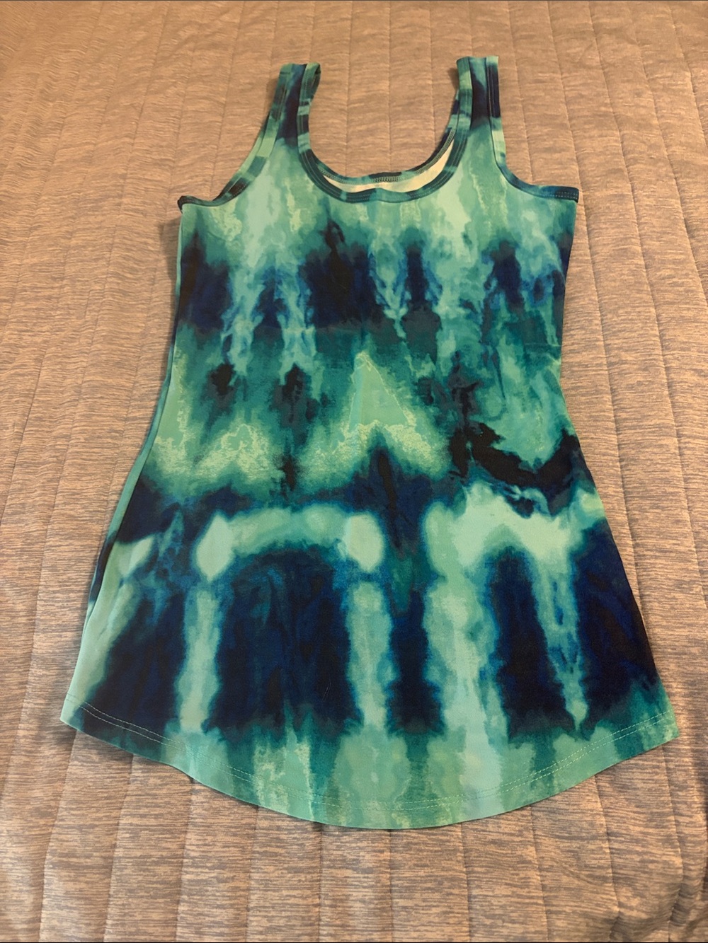 No Boundaries Teal & Navy Tie-Dye Racerback Tank